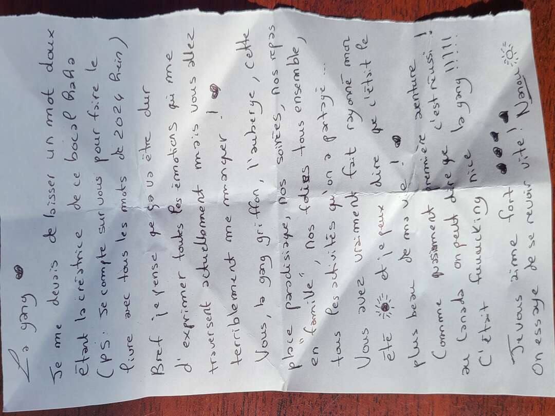 Mot de départ de Nanou