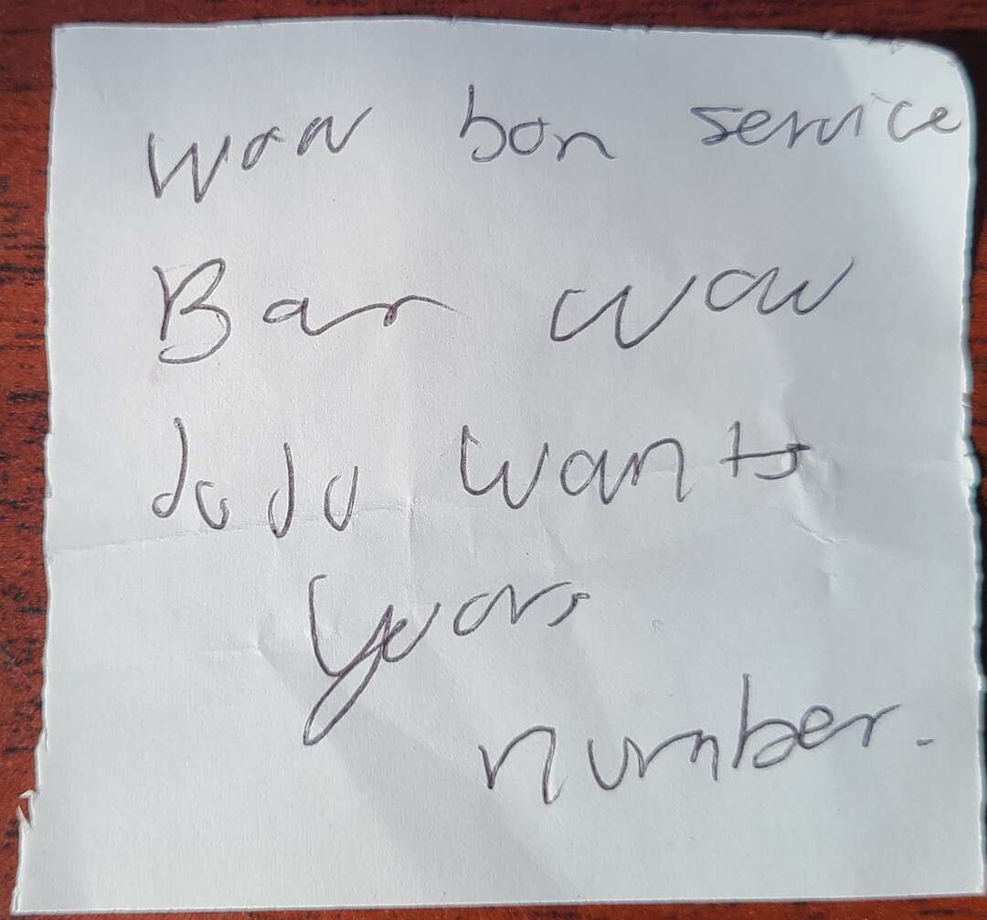 Wow bon service Bar wow Juju wants your number.