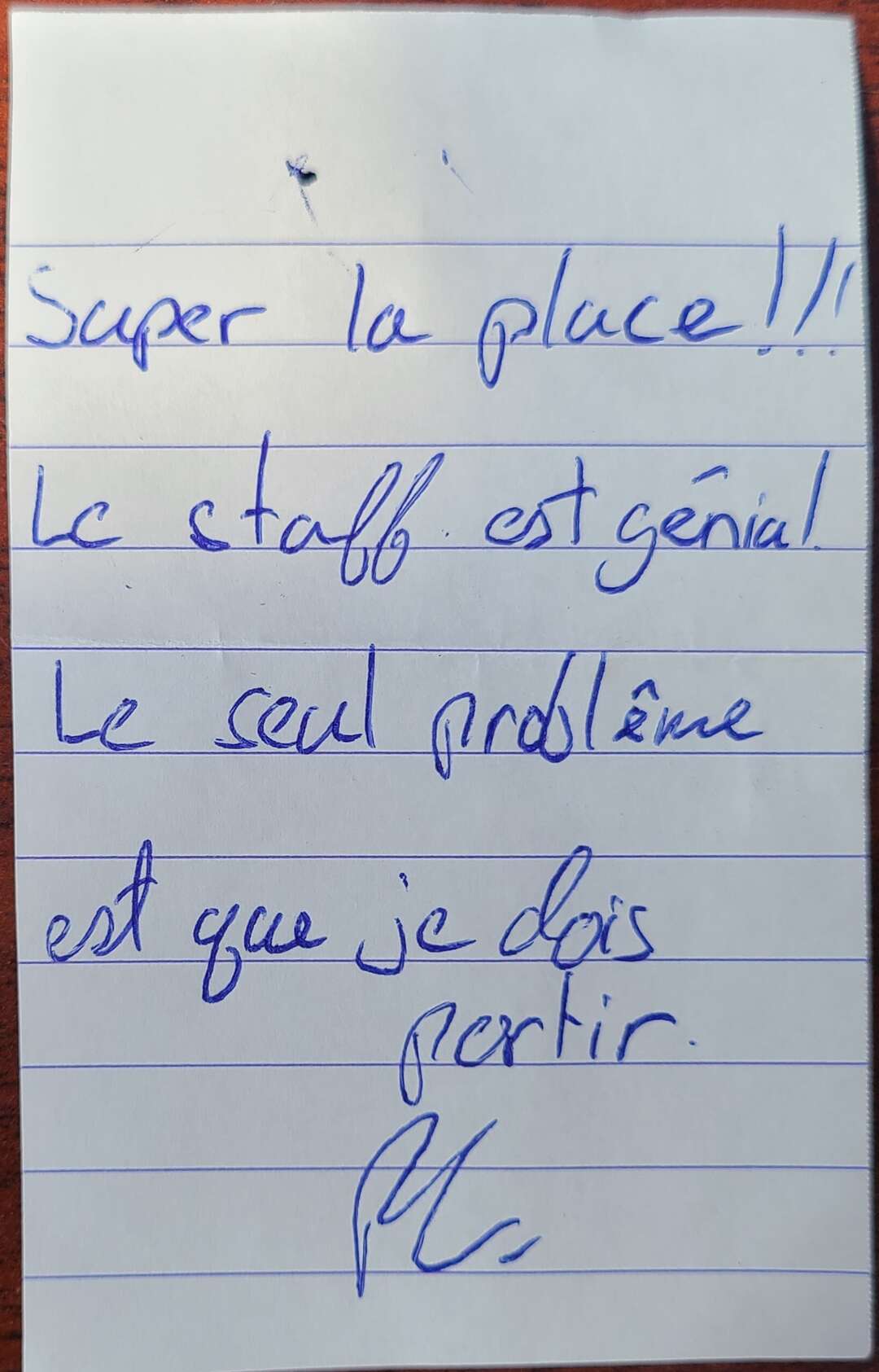 Super la place !!! Le staff est génial ! Le seul problème est que je dois partir. PL (ou M wallah ça écrit mal ici)